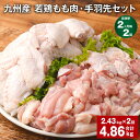 【ふるさと納税】【定期便】【2ヶ月毎2回】九州産 若鶏もも肉・手羽先セット 計4.86kg（2.43kg×2回）鶏肉 肉 鶏 手羽 唐揚げ 詰め合わせ セット 冷凍 九州 国産 熊本県 菊池市 送料無料