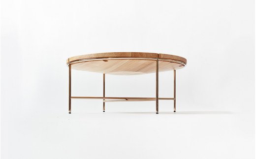 【FIL】コーヒーテーブル MASS Series 900 Coffee Table -Natural Wood & Copper Frame-　小国杉 テーブル ラウンドテーブル 丸テーブル ローテーブル 机 インテリア 家具 木製 無垢材 天然木 おしゃれ リビング ダイニング ギフト セット 阿蘇 南小国町