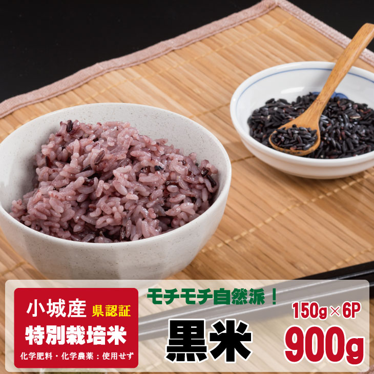 佐賀県認定 特別栽培 （化学肥料・化学農薬使用せず）モチモチ自然派食「黒米」（150g×6個）