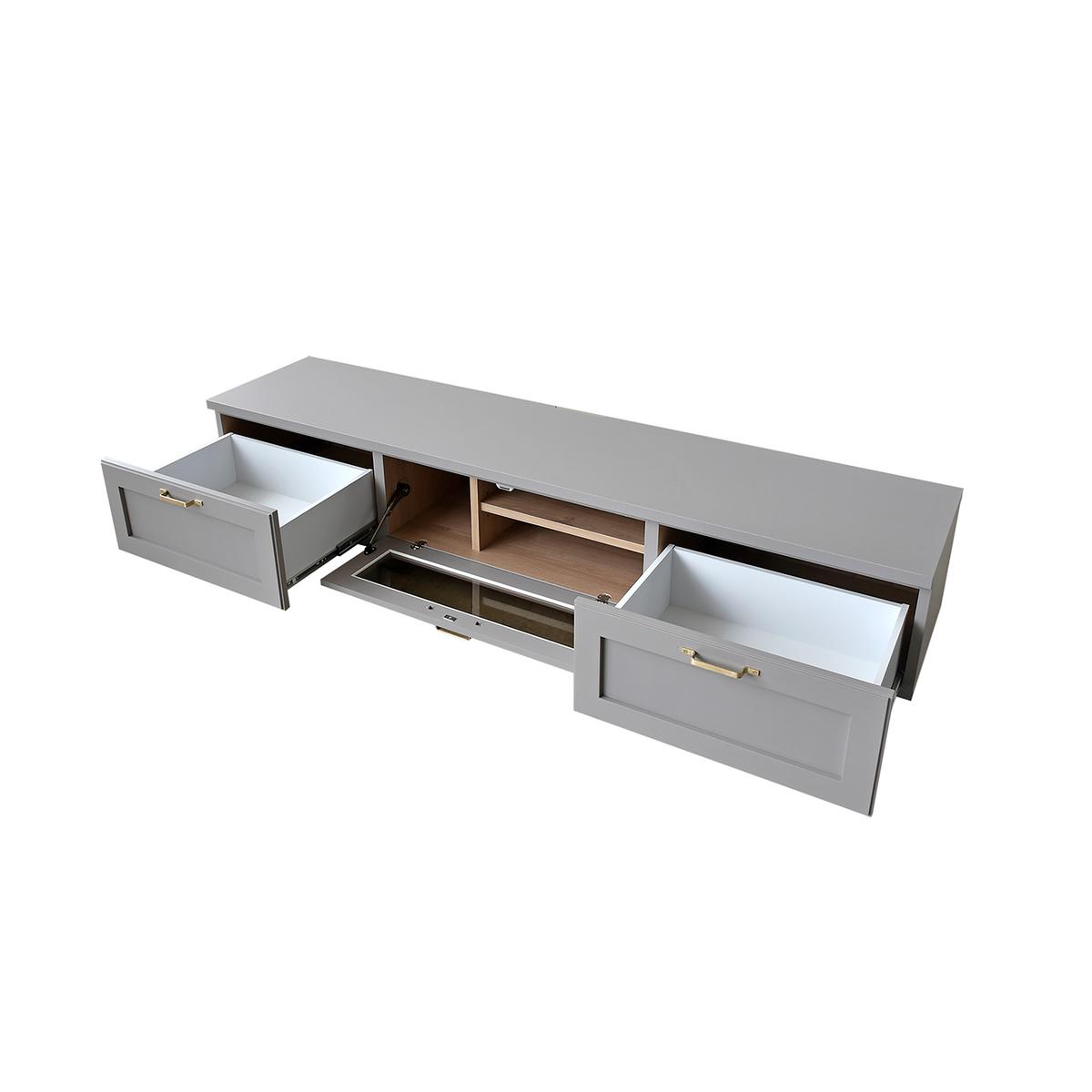 ビルネ 180 TVボード GY【グレー 完成品  真鍮 テレビ台 高級感 リビング収納】(H062377)