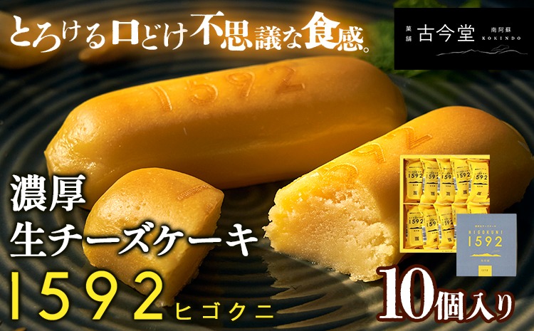 濃厚生チーズケーキ 1592 ヒゴクニ 10個入り 古今堂 《30日以内に出荷予定(土日祝除く)》 熊本県 南阿蘇村 チーズケーキ チーズ ひごくに お菓子 スイーツ---sms_kkinczk_30d_r7_10000_10i---