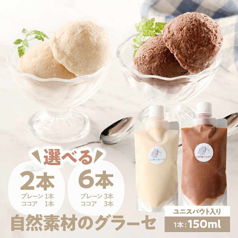 【ふるさと納税】＜選べる＞自然素材のグラーセ ユニスパウト入り 3本 6本 プレーン（甘酒 グリーンチップバナナ）ココア（プレーン オーガニックローココア） 国産 アイス デザート Bauntfulet 鹿児島 鹿屋市 おすすめ ランキング プレゼント ギフト