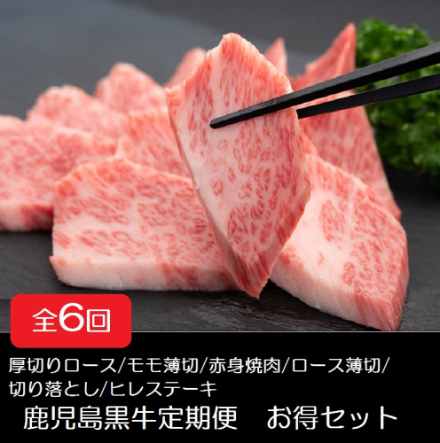 鹿児島黒牛定期便　お得な堪能セット（全6回/毎月1回）