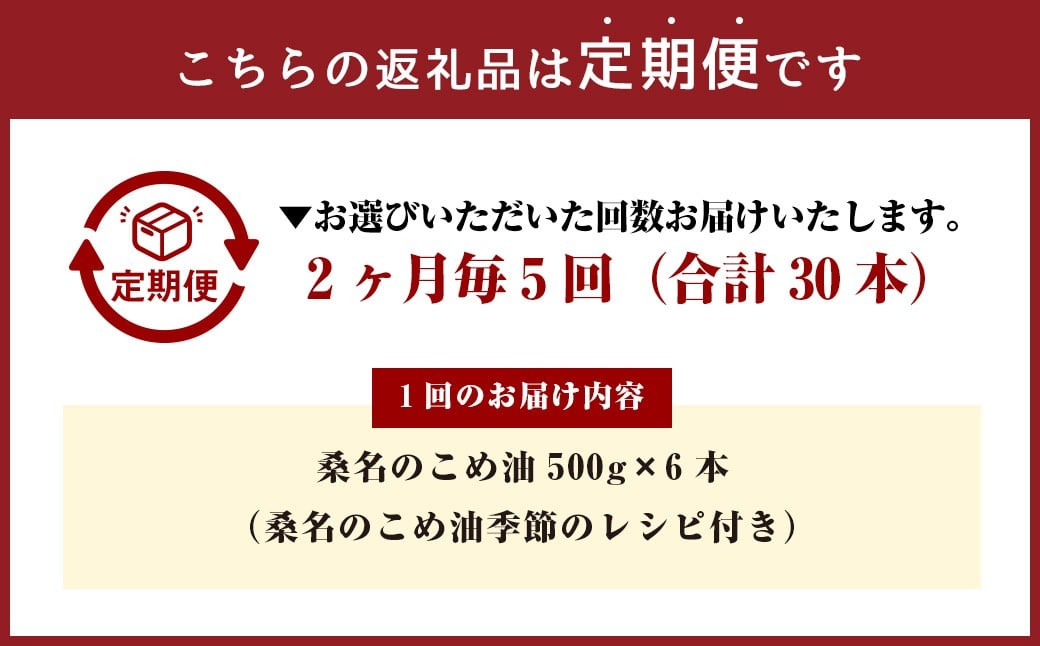 【2ヶ月毎定期便5回】桑名のこめ油 500g×6本入り 桑名のこめ油季節のレシピ付き