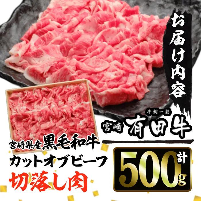 宮崎黒毛和牛カットオブビーフ切落し(500g)【AR001】【(有)有田牧畜産業 食肉加工センター】