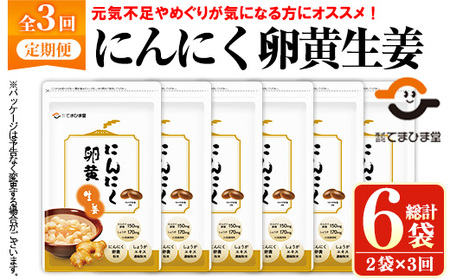 No.1285-A てまひま にんにく卵黄生姜(1袋 62粒入り・2袋×3回)  鹿児島 日置市 ニンニク 健康食品 栄養 元気 カプセル 安全安心 生姜 サプリ サプリメント 定期便 頒布会 【てまひま堂】