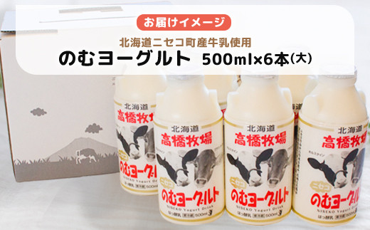 【定期便：全5回】 のむヨーグルト 500ml 6本 ヨーグルト 飲むヨーグルト 濃厚 オンライン 申請 ふるさと納税 北海道 ニセコ町 乳製品 牛乳 健康 善玉菌 整腸 免疫力アップ 定期便 5ヶ月