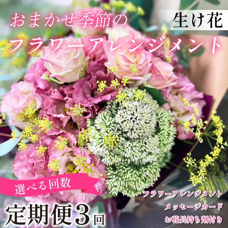 季節の 花 フラワーアレンジメント 定期便 3回 花