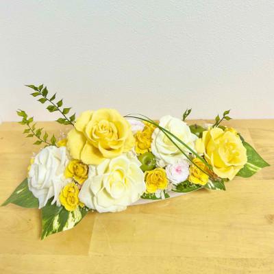 ふるさと納税 三木市 プリザーブドフラワー・幅40cmアレンジ　【ナチュレ　オレンジイエロー】