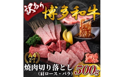 
            訳あり【A4～A5】博多和牛焼肉切り落とし500g (肩ロース・バラ)
          