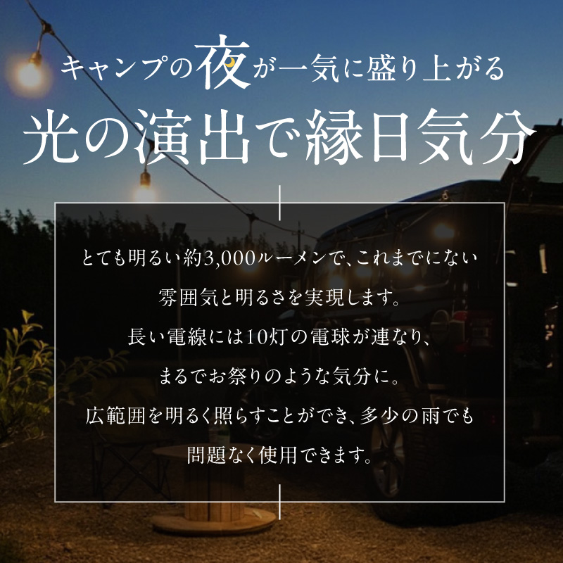 アウトドアに最適なストリングライト|Z042 アウトドア ストリングライト 選べる カラー Z042 キャンプライト 電球 ライト プラスチック 軽い 吊り下げ キャンプ 釣り 魚釣り キッチンカー イルミネーション マキタ でんらい 愛知県 小牧市 送料無料