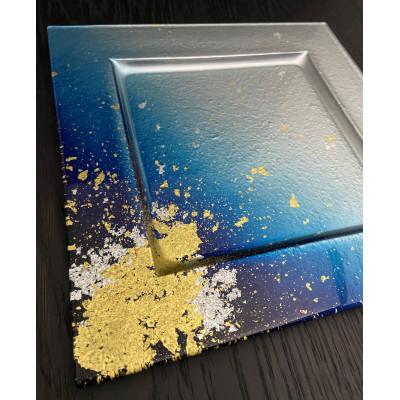 ふるさと納税 海南市 角リムプレート　グラデーション金箔ブルー |  | 01