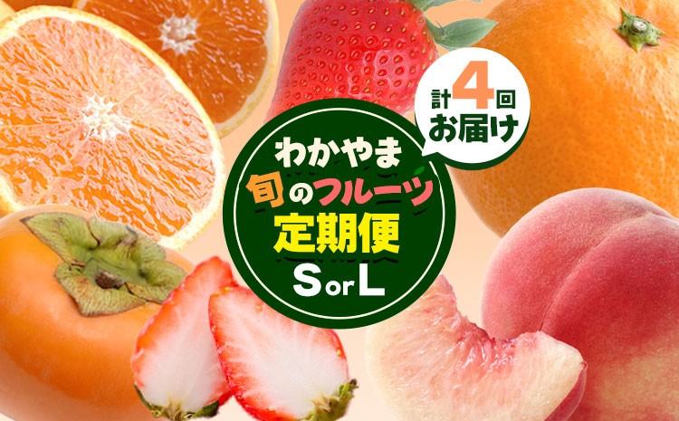 
                  わかやま旬の フルーツ 定期便 【全4回】 選べる 内容量 S L 有田マルシェ《発送月固定・全4回出荷》 和歌山県 日高町 苺 いちご 柑橘 オレンジ 小玉 みかん 有田 みかん たねなし柿 柿 桃 モモ もも 果物 定期 柑橘 果物【配送不可地域あり】
                