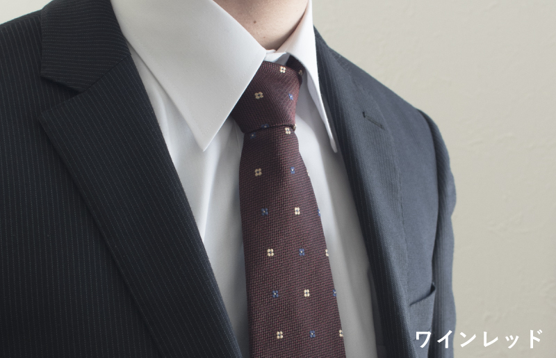 シルクネクタイ（花柄ドット ワインレッド） G3763_イメージ3