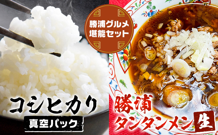 勝浦産 コシヒカリ (真空パック) 300g × 12個 と 勝浦タンタンメン 生3人前 × 2セット 御門商店 (有限会社 岩瀬竹次郎商店) 【配送不可地域あり】 《90日以内に出荷予定(土日祝除く