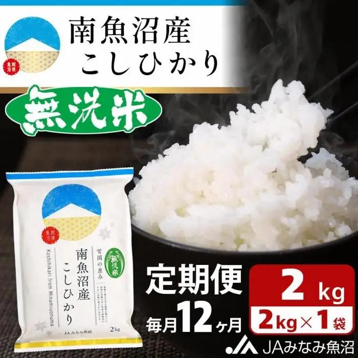 【JAみなみ魚沼定期便】南魚沼産こしひかり無洗米（2kg×全12回）｜無洗米