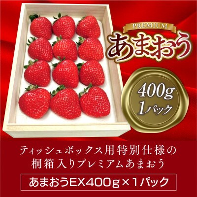 【先行受付】ティッシュボックス用特別仕様の桐箱入りプレミアムあまおうEX400g×1パック(宇美町)【配送不可地域：離島】