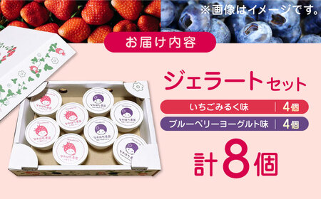 【限定数量】熊本県産 いちご ブルーベリー 食べ比べ ジェラートセット 計8個 ( 2種 × 各4個 ) アイス カップ 熊本 山都町 冷凍【なかはた農園】[YBI025]