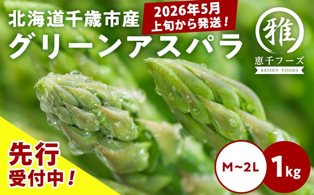 
            【 2026年 春発送 】 グリーンアスパラ 1kg M～2L アスパラ アスパラガス 野菜 千歳 北海道
          