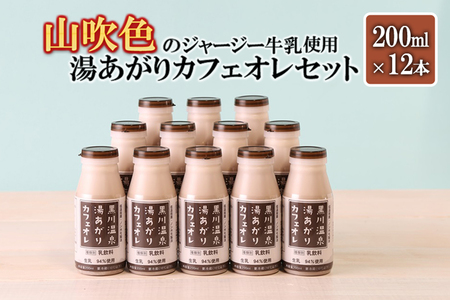【山のいぶき】湯あがりカフェオレ 山吹色のジャージー牛乳 乳脂肪分 5％以上 低温殺菌 素材の味 200ml 12本 飲みきり ギフト 贈答 セット FOODEX JAPAN ご当地牛乳グランプリ 最高金賞 味の評価審査賞 購買欲審査賞 熊本 阿蘇 小国郷