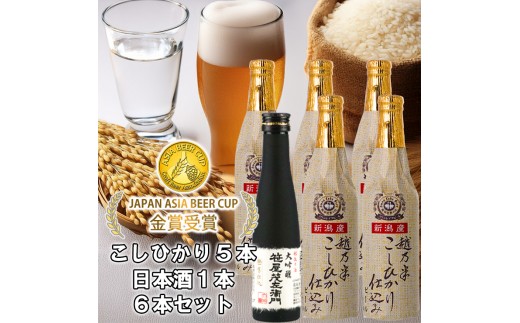 ビール スワンレイクビール 世界一金賞受賞入り こしひかり仕込みビール5本＆白龍酒造特撰大吟醸1本 詰め合わせ 阿賀野市 新潟県 阿賀野 クラフト 飲み比べ クラフトビール 地ビール ビール お酒 酒 日本酒 ギフト プレゼント 贈答 贈り物  お中元 お歳暮 のし対応 熨斗 父の日 1S33017