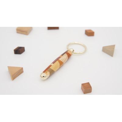 ふるさと納税 日南町 寄木のキーホルダー・三角チェック |  | 01