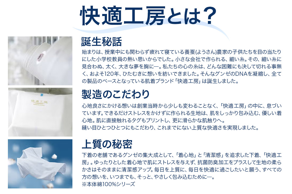 GUNZE【快適工房】半袖U首 ホワイト（KQ5016）LLサイズ 4枚 肌着 メンズ 男性用