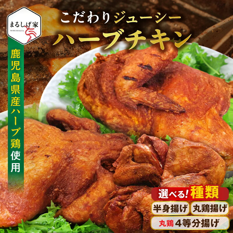 【ふるさと納税】【令和8年熊本地震復興支援】 こだわり ジューシー ハーブ チキン 選べる 内容量 半身揚げ 半羽分 丸鶏揚げ 1羽分 4等分カット フライドチキン ハーブ鶏 秘伝スパイス ジューシー 深い味わい 簡単調理 真空パック 冷凍 お取り寄せ 送料無料【熊本県宇土市】