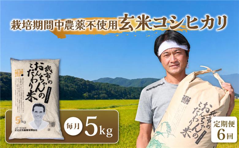 【先行予約】 新米 【6回定期便】 特別栽培米 栽培期間中農薬不使用 玄米 コシヒカリ 数量限定 各5キロ 5kg 令和8年度 米 コメ お米 ご飯 おにぎり こめ 定期便 農家直送 産地直送 高知県