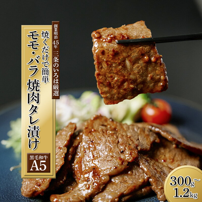 【ふるさと納税】国産黒毛和牛 A5 タレ漬け焼肉用 モモ・バラ 300g〜1.2kg｜味付け肉 焼肉 BBQ 冷凍 京都 舞鶴
