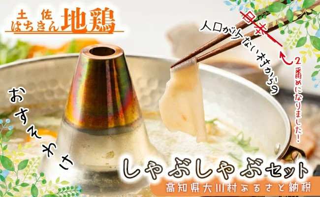 
                  土佐はちきん地鶏しゃぶしゃぶセット（土佐はちきん地鶏スライス600g つくね200g 鶏ガラスープ500ml ポン酢200ml 塩30g）地鶏 鍋 しゃぶしゃぶ つくね ムネ肉 胸肉 鶏肉 とり肉 とりにく 肉 高知県 大川村 F6R-081
                