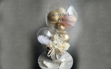 フラワーバルーンinバルーンアレンジメントピンク 花 インテリア 