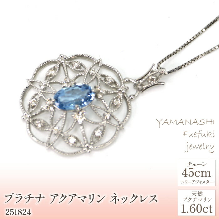 【ふるさと納税】プラチナ　アクアマリン　ネックレス　管理番号251824　×1本 ふるさと納税 人気 おすすめ ランキング アクセサリー 宝石 ジュエリー 高級 記念日 プレゼント 山梨県 笛吹市 送料無料 天然石 218-070