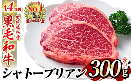 a326 A4等級 以上 鹿児島産黒毛和牛・シャトーブリアン3枚(合計300g)【財宝】国産 牛肉 希少部位 フィレ ステーキ
