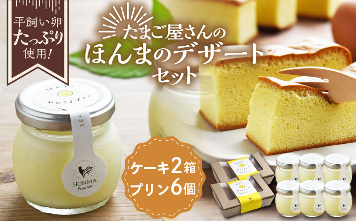 たまご屋さんのほんまのデザートセット（おひさまケーキ2箱・おひさまプリン6個） / 佐賀県 / 本間農園 [41AJAA018]