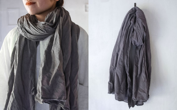 草木染め コットンショール 【淡藤色】　/ 大判 ショール ストール 草木染め 綿 綿100 ファッション 小物 レディース メンズ ギフト 贈答 プレゼント / 大村市 / ISTIST [ACZW