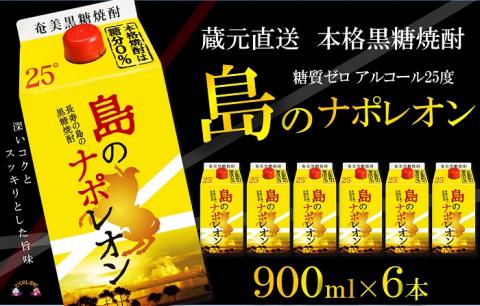 【蔵元直送便】本格黒糖焼酎 島のナポレオン900mlパック×6本（数量限定）