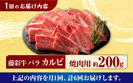 【6回定期便】藤彩牛 バラ カルビ 焼肉用[ZDT058]