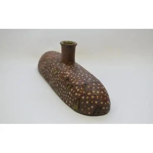 釉彩花入れ 一輪挿し 花瓶 陶芸品《受注制作》花入れ 花びん 花器 オブジェ インテリア 置物 おしゃれ 陶芸 手作り 陶器 装飾品 陶芸作家