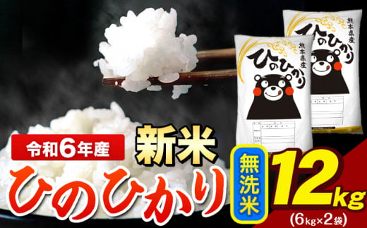 令和6年産 新米 早期先行予約受付中 ひのひかり 無洗米 12kg 《11月-12月より出荷予定》 6kg×2袋 熊本県産（荒尾市産含む） 米 精米 ひの