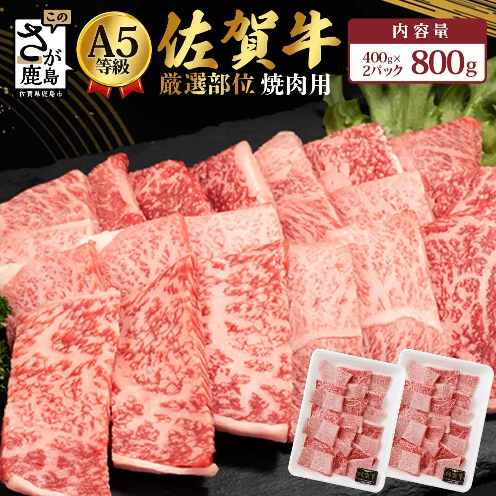 A5等級 佐賀牛 焼肉用 800g(400g×2P)【厳選部位】佐賀牛ロース 佐賀牛モモ 佐賀牛ウデ 佐賀牛バラ【美味しい佐賀牛を贅沢に】佐賀牛のうま味 D-183