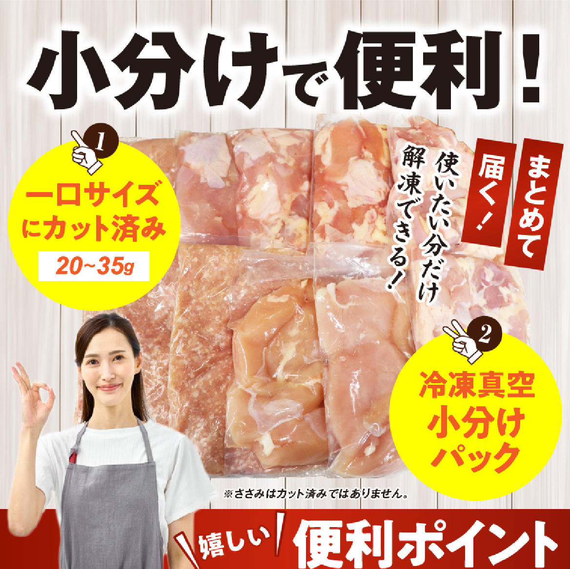 【カット済み】宮崎県産若鶏もも肉 むね肉 鶏カルビ 計2.7kg 国産 鶏肉 若鶏 もも モモ むね ムネ 小分け カット済み 冷凍 セット_イメージ5