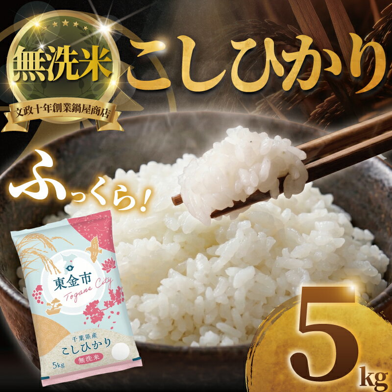 【ふるさと納税】 無洗米 コシヒカリ 5kg 令和7年産 千葉県産 お米 米 白米 こしひかり ごはん ご飯 おこめ okome kome 国産 おすすめ 美味しい 肉 にあう 魚 にあう 炊飯 おむすび おにぎり ギフト 贈答 お取り寄せ ふるさと納税米 鍋屋商店 千葉県 東金