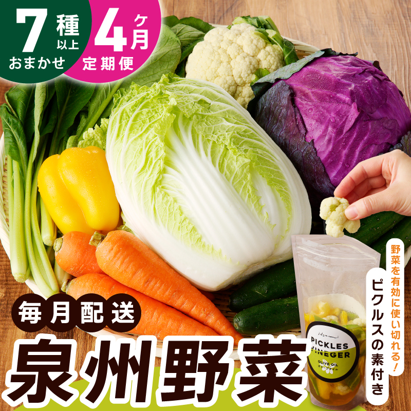 旬の新鮮 野菜セット（7種以上）定期便 全4回 おまかせ ピクルスの素付き ファミリー向け いずみピクルス NSW【毎月配送コース】 099Z281