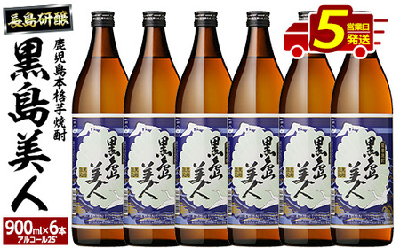 本格焼酎 黒島美人(900ml×6本)【町内酒販業者】nagashima-1225