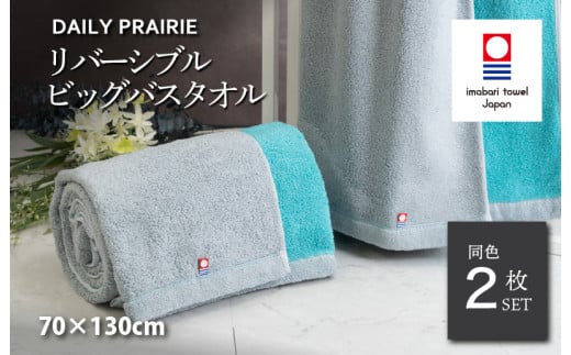 （今治タオルブランド認定品）DAILY PRAIRIE リバーシブルビッグバスタオル 2枚セット （グレー／ターコイズ） [I002960BBT2GY/TB] 今治タオル タオル 今治バスタオル ビッグバスタオル ギフト ギフトセット お祝い 贈り物 日本製