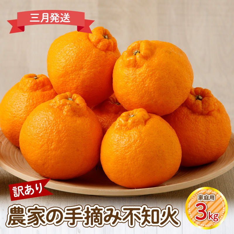 S040-030-03_【訳あり】≪3月発送≫農家の手摘み　不知火　家庭用　3kg