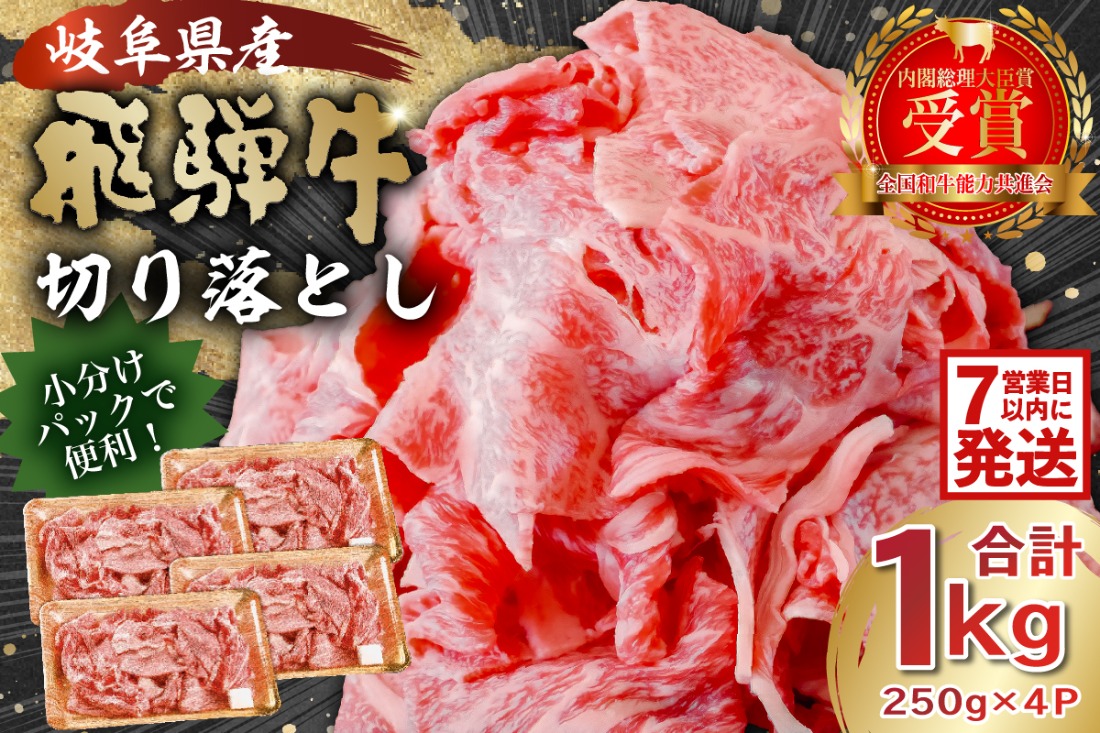 飛騨牛切り落とし1Kg（250ｇ×4）【0016-019-1w】