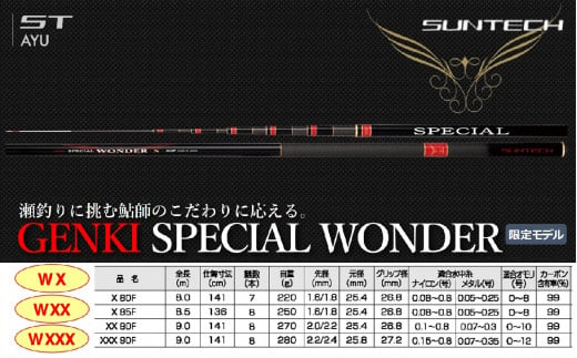 【日本製・鮎竿】GENKI SPECIAL WONDER X 85F（536-1）