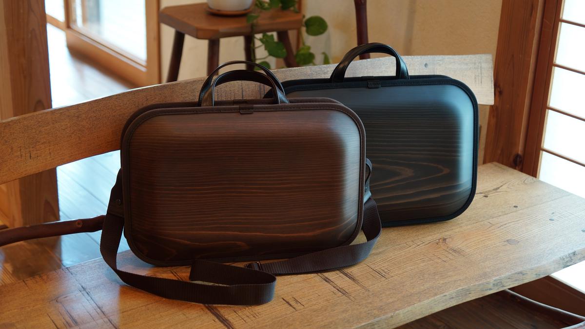 木製バッグ 【monacca-bag/kaku ブラックss（ストラップ付，B4サイズ対応）】 バッグ ビジネスバッグ  鞄 カバン 木製ビジネスバッグ 木のかばん メンズ レディース ファッション 
